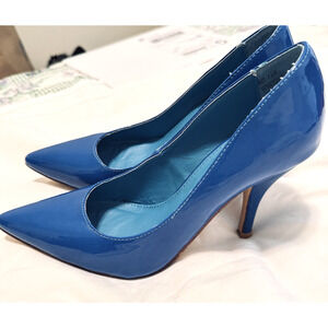 2 Lips Too patent leather heels Royal Blue dress shoes pumps sz 6.5 statement